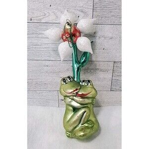 Bombay Frog Toad Embracing Flower Christmas Ornament